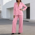 thumbnail image 2 of Purcolt Womens 2 Piece Pant Suit Elegant Casual Lapel Long Sleeve Blazer High Waist Wide Leg Trousers Formal Business Work Office Matching Set, 2 of 9
