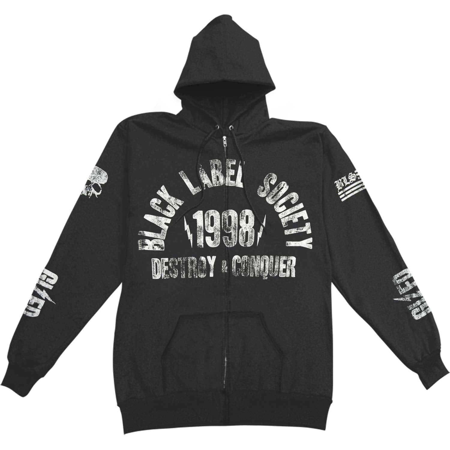 Black Label Society Men's 98 SDMF Hoodie Zippered Hooded Sweatshirt Small  Black