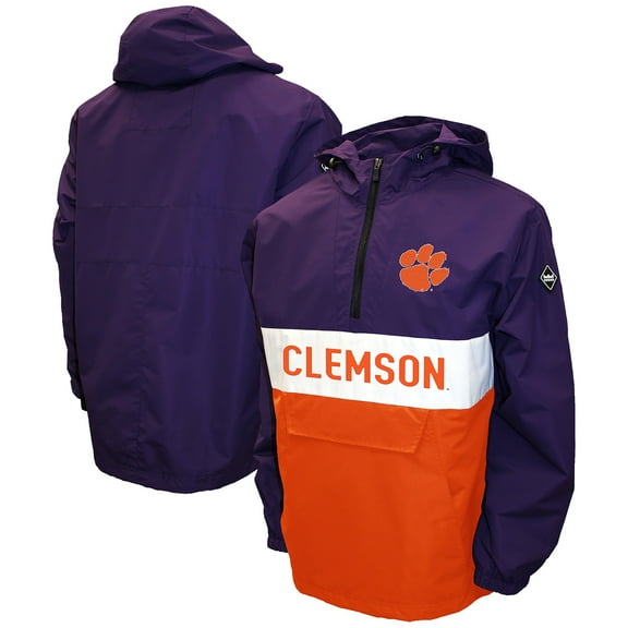 Men's Franchise Club Purple Clemson Tigers Alpha Anorak Half-Zip Pullover Jacket