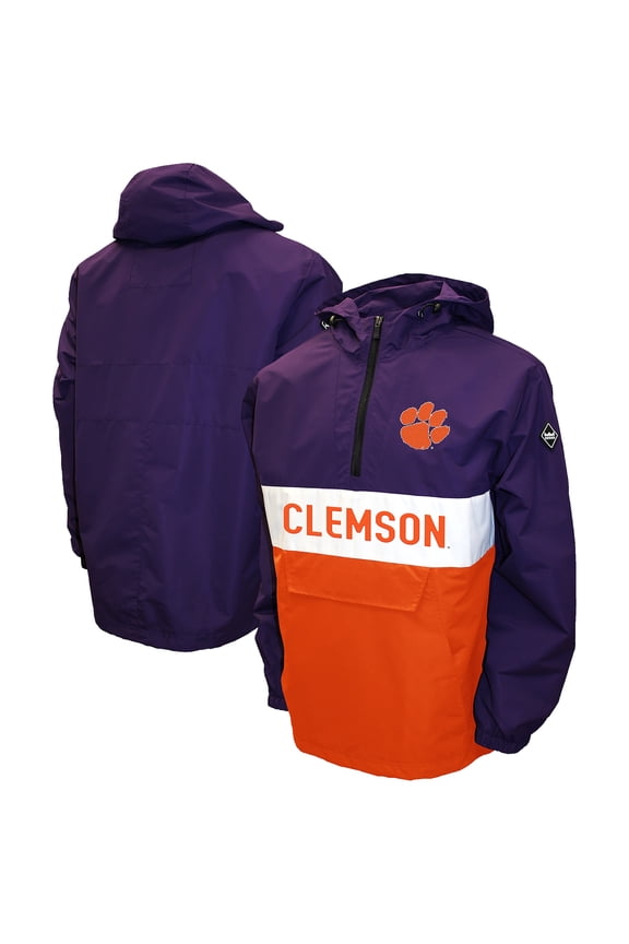 Men's Franchise Club Purple Clemson Tigers Alpha Anorak Half-Zip Pullover Jacket