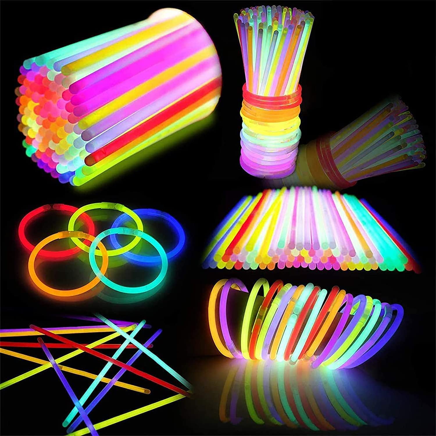 JIJI&CUI Glow Sticks,Glow Sticks Party Packs,Neon Glow Sticks Party Set for Kids,Glow in Dark Party Supplies Connectors for Glow Bracelets Flower,Glow