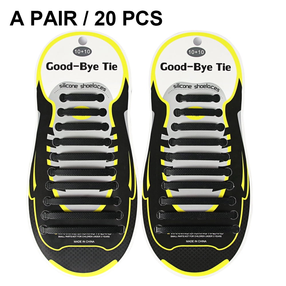 Yellow Easy Lace No Tie Elastic Silicone Slip On Trainers Shoelaces 20 Pieces 