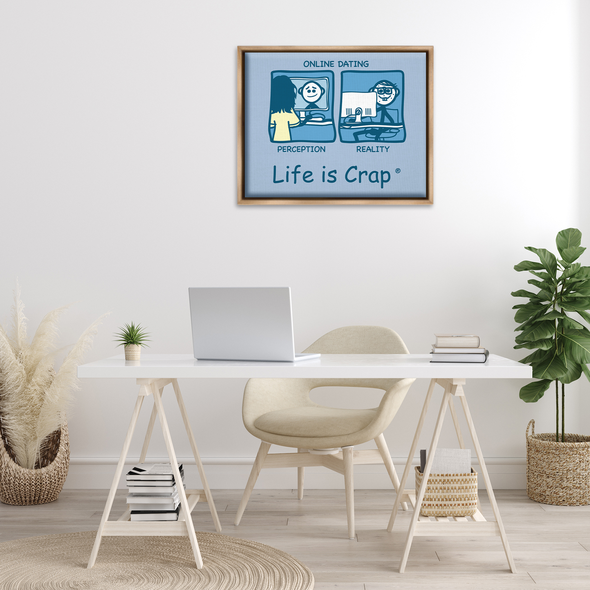 Stupell Industries Perception and Reality Dating Novelty & Humor Painting Brown Floater Framed Canvas Art Print Wall Art, 31 x 25
