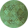 thumbnail image 1 of Ahgly Company Machine Washable Indoor Round Oriental Turquoise Blue Industrial Area Rugs, 8' Round, 1 of 4