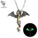 thumbnail image 2 of Sunny Punk Men Glow In The Dark Dragon Sword Pendant Chain Necklace, 2 of 5