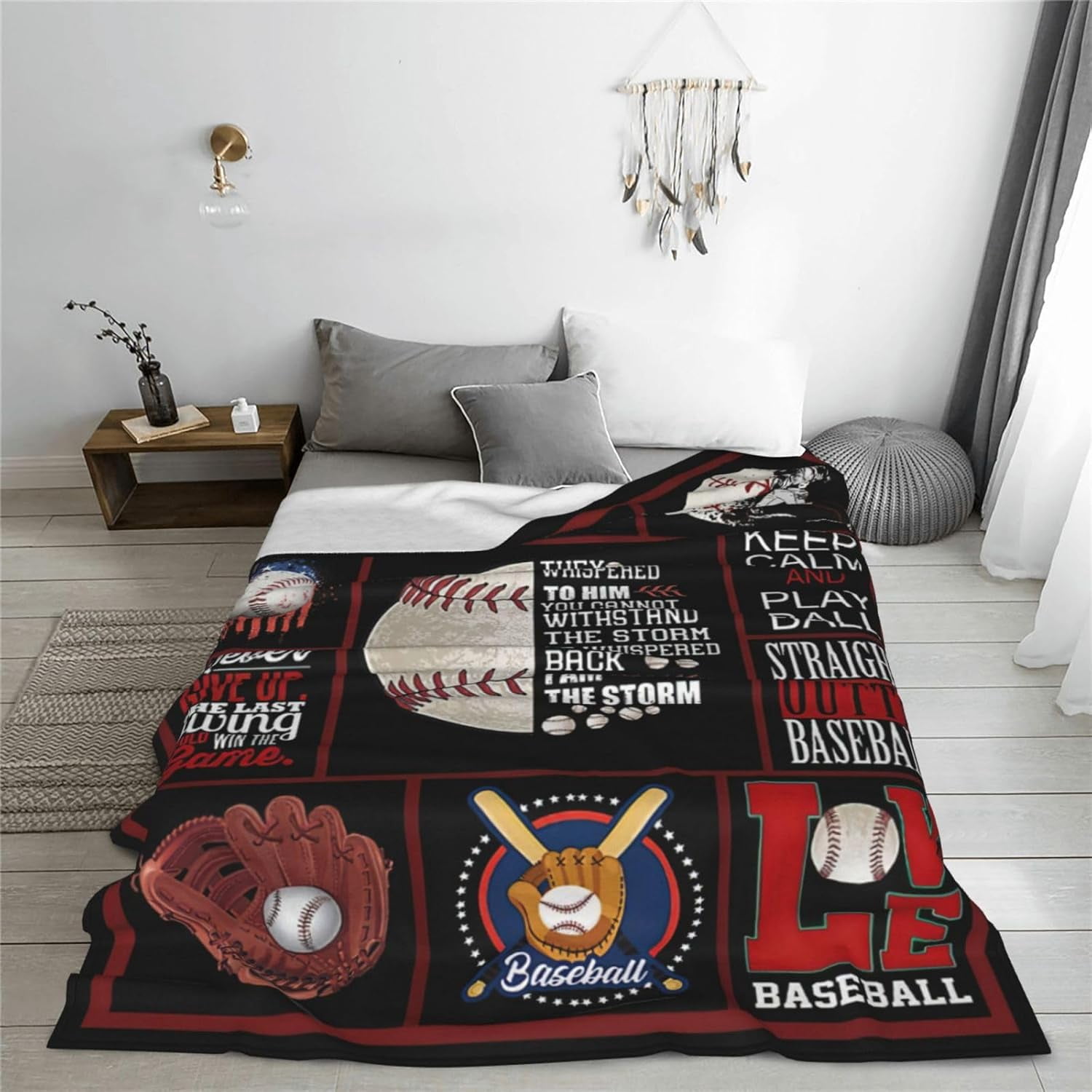 Baseball Blanket Baseball Gifts Throw Blankets Cozy Fleece Flannel Blanket Plush Lightweight Bedding Baseball Stuff for Boys Girls Men Women Kids Adults Lovers for Couch Sofa Bed Room Decor 50"X60"