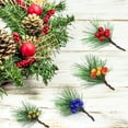 thumbnail image 4 of GadgetVLot 12Pcs Christmas Wreath Decoration Simulation Pvc Pine Needles Diy Mini Needles Pine Red Berry Accessories, 4 of 12