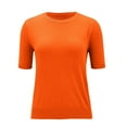 thumbnail image 5 of Cashmeres Short Sleeve Crewneck Sweater Top 100% Cashmeres Crew Neck Pullover Tee for Women Orange L, 5 of 7
