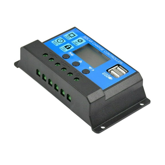 Bewildely Regulador de panel solar Controlador de carga de Pantalla LCD Gestión de carga PWM de 4 etapas completa Electrodomésticos Azul 60A Bewildely HA5851-06B
