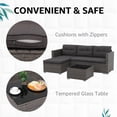 thumbnail image 5 of OC Orange-Casual 5-Piece Outdoor Sectional Sofa Set with Glass Coffee Table Grey Rattan & Dark Grey Cushion, 5 of 7