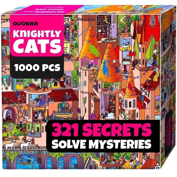 Quokka 1000 Piece Puzzles for Adults - Cat Puzzle 1000 Pieces with Extra Fun Whimsical Cat Challenges
