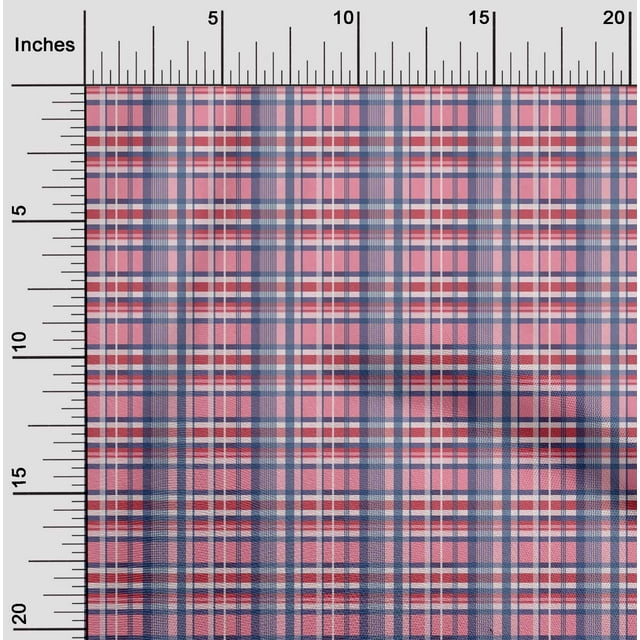 oneOone Polyester Lycra Medium Pink Fabric Madras Check Sewing Craft Projects Fabric Prints By Yard 56 Inches Wide