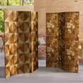 thumbnail image 6 of Oriental Furniture 6 ft. Tall Double Sided Wood Inlay Pattern Canvas Room Divider, 6 of 7