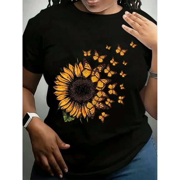 Sunflower Shirt, Butterfly Crewneck Sweatshirt, Graphic Tees For Women, Gift For Her, Inspirational Outfit, Mothers Day Gift, Gift For Women