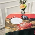thumbnail image 6 of SKYSONIC Heart Roses Valentine Vintage Round Tablecloth 60inch with Lace Indoor Wrinkle Free, Red Floral Chocolate Truffles Circular Table Cover Washable Farmhouse Tabletop for Kitchen Dining Decor, 6 of 7