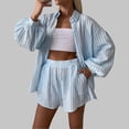 thumbnail image 5 of MAIHAN Linen Set Women Summer Loose Fit Long Sleeve Shirt and Elastic Waist Shorts Women 2 Piece Outfits Sets Casual Matching Lounge Sets Two Piece Outfit, 5 of 7