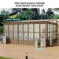 thumbnail image 6 of Mondawe 12x16 ft Wall Mounted Hardtop Gazebo Polycarbonate Roof Sunroom w/Detachable PVC Screen, Lockable Sliding Front and Side Doors,Lean to Gazebo for Porch, Patio, Lawns, 6 of 12