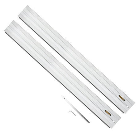 UPC: 0843441107897 | POWERTEC 55 in. Guide Rail Joining Set | Compatible with Bosch Track Saws Includes (2) Aluminium Extruded Guided Rails and (1) Guide Rail Connectors for Woodworking Projects (71573)