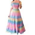 thumbnail image 1 of Femmes Bohème Robes Florales sur l'Épaule Flowy une Ligne Plage Partie Maxi Robe de Retour Robes, 1 of 7
