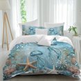 thumbnail image 2 of Coastal Jellyfish Bedding 3 Piece Duvet Cover Set Queen Size, Blue Coral Starfish Abstract Painting Soft Microfiber Comforter Cover with Zipper Closure & Pillowcases, FadeResistant Quilt Cover, 2 of 9