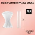 thumbnail image 4 of 150 Pcs Silver Glitter Plastic Swizzle Sticks for Cocktails Drink Stirrer, 7 inch, 4 of 7