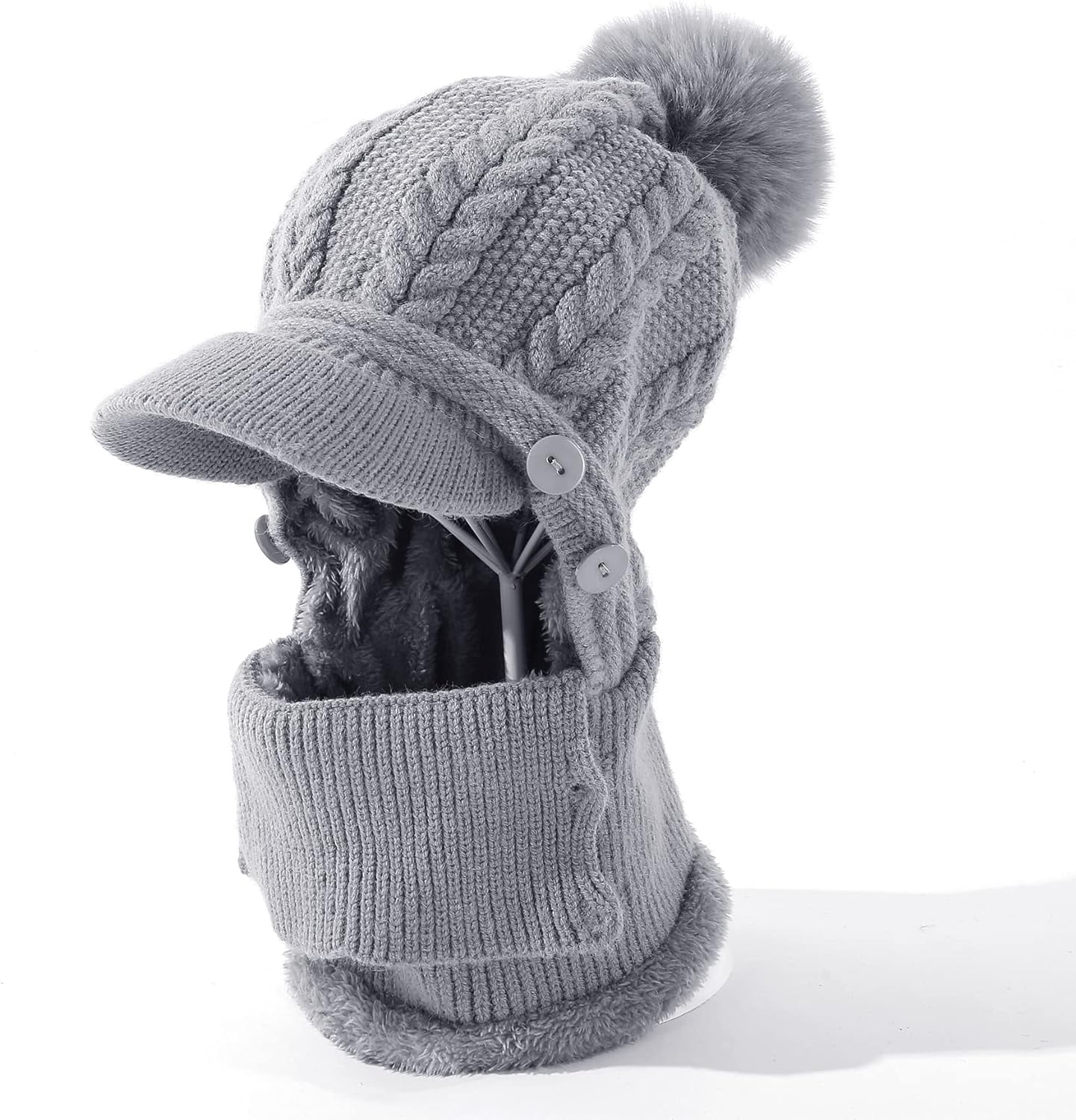Zhengup Women Winter One Piece Beanie Hat Slouchy Fleece Balaclavas Face Mask Neck Scarf Set Earmuff Ski Snow Knit Hats
