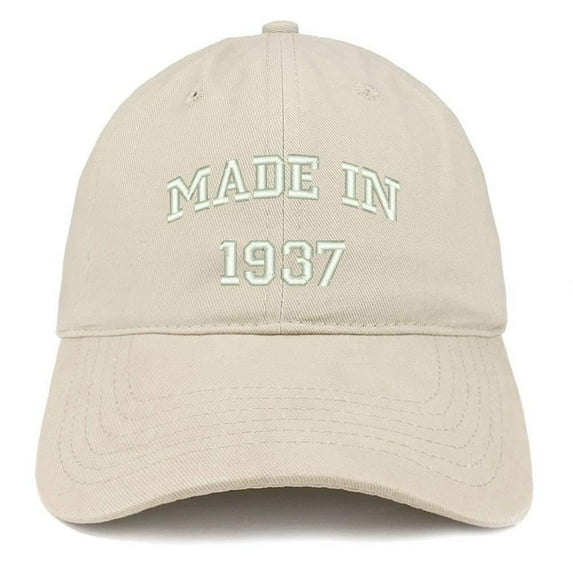 Trendy Apparel Shop Made In 1937 Text Embroidered 81st Birthday Brushed Cotton Cap - Khaki