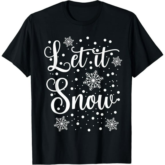 Let it Snow - Funny Christmas Pajamas T-ShirtMen's and women's gift, black and white T-shirt, size: Extra large S-4XL