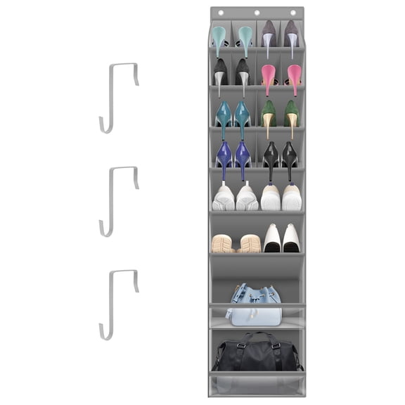 Over the Door Shoe Organizer with 16 Pockets in 4 Sizes Large Capacity Hanging Shoe Rack with 3 Hooks for Sneakers Boots Storage