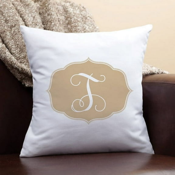 Personalized My Beige Initial Pillow