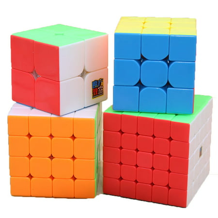 4Pcs Speed Magic Rubik Cube 6 color Puzzles Educational Special Toys Brain Teaser Gift Box 4 in 1 Set (2x2 3x3 4x4 5x5) Stickerless Develop Brain And Logic Thinking Ability best (Best 4x4 Speed Cube)