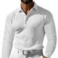 thumbnail image 2 of Blusas y camisas de manga larga con cuello en V para hombre, camisa de golf de vacaciones de color liso, blusas de manga larga con botones y solapa, blusas de poliéster para hombre, 2 of 6