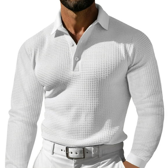Jalioing Chemises de Golf pour Hommes Mode Habillée Manches Longues Chemises Col Décontracté Affaires Tops de Vacances
