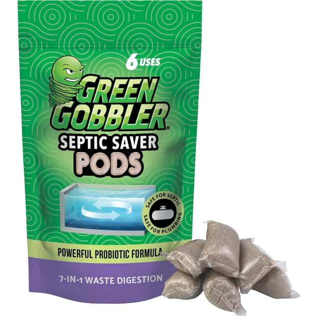 Tratamiento del tanque séptico Green Gobbler para el mantenimiento del tanque séptico | Reducir las grasas, grasas, aceites y olores | Suministro de 6 meses