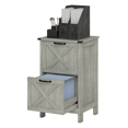 thumbnail image 5 of File Cabinet with Barn Doors, Distressed Light Gray - 2 Drawer Filing Cabinet for Home Office, Printer Stand with Adjustable Shelves, 18.1” W, 5 of 7
