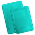thumbnail image 2 of Set of 2 Small Clara Clark Bath Mat Bathroom Rug - Absorbent Memory Foam Bath Rugs - Non-Slip, Thick, Cozy Velvet Feel Microfiber Bathrug, Plush Shower, Toilet- Floor Bathmats Carpet - Teal - 17"x24", 2 of 6