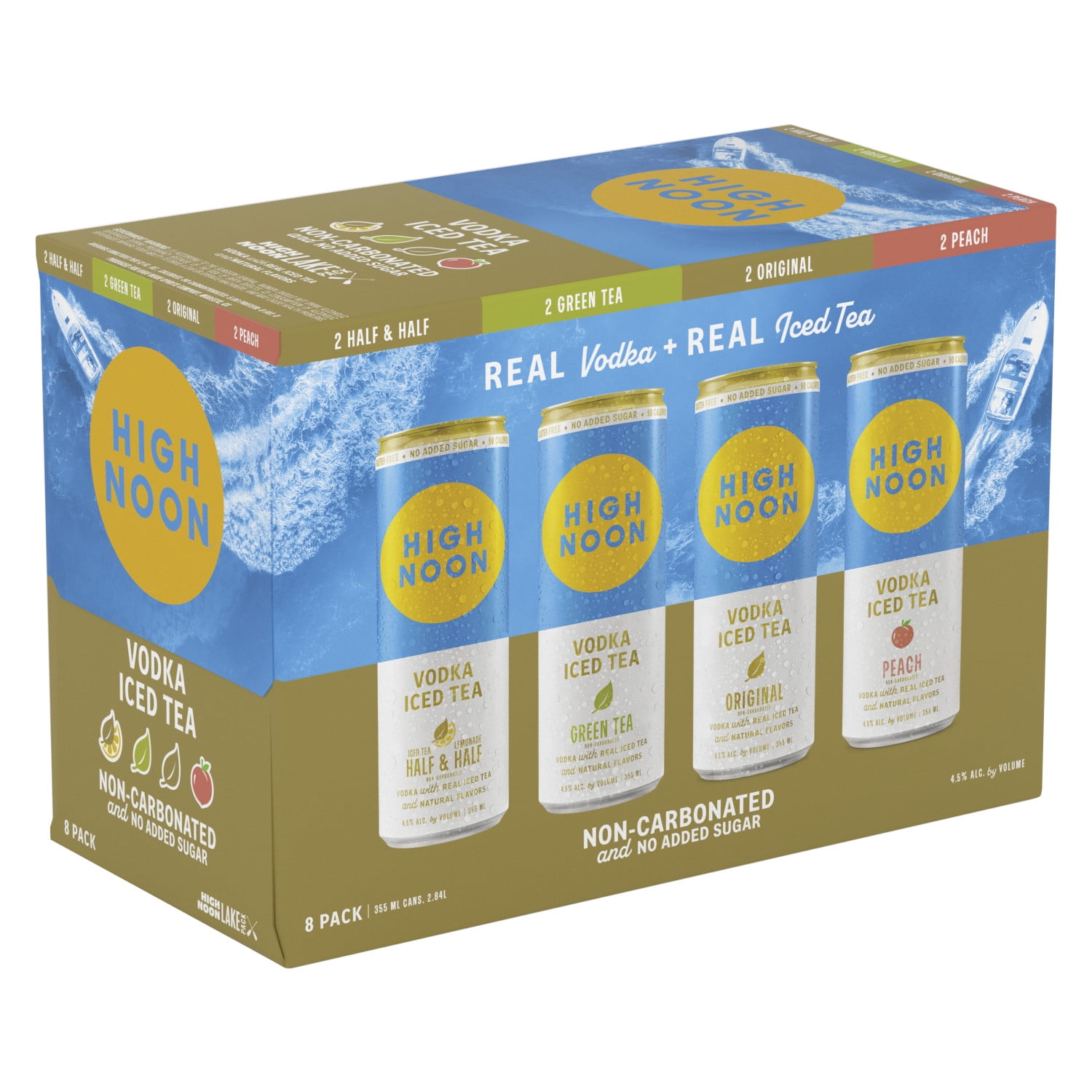 High Noon Vodka Iced Tea, Variety Pack, 8 Pack, 12 fl oz Cans, 4.5