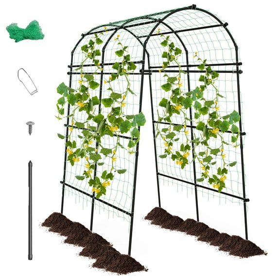 Costway 1 PCS 7.5FT Garden Arch Trellis Outdoor Plant Support Archway for Climbing Vine Flower
