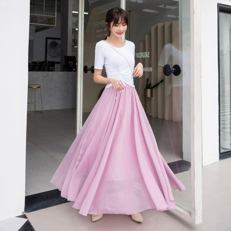 Chiffon skirt high waist hot sale