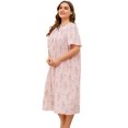 thumbnail image 5 of EFINNY Women's Plus Size Printed Loungewear Home Wear Short Sleeve Nightgown Lace Stitch Nightdress, 5 of 7