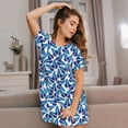 thumbnail image 3 of Kdxio Blue Butterflies Pattern Womens Short Sleeve Sleepshirt Scoopneck Cute Nightdress Ruffle Comfy Nightgown, 3 of 6