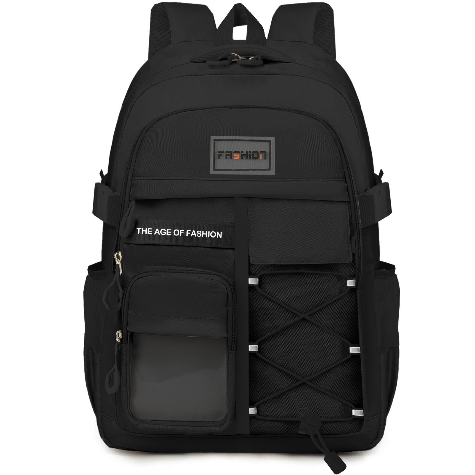 DAKIMOE School Backpack High School Bookbag Durable Large Capacity Lightweight Daypack for College Students Travel Daypack, Black