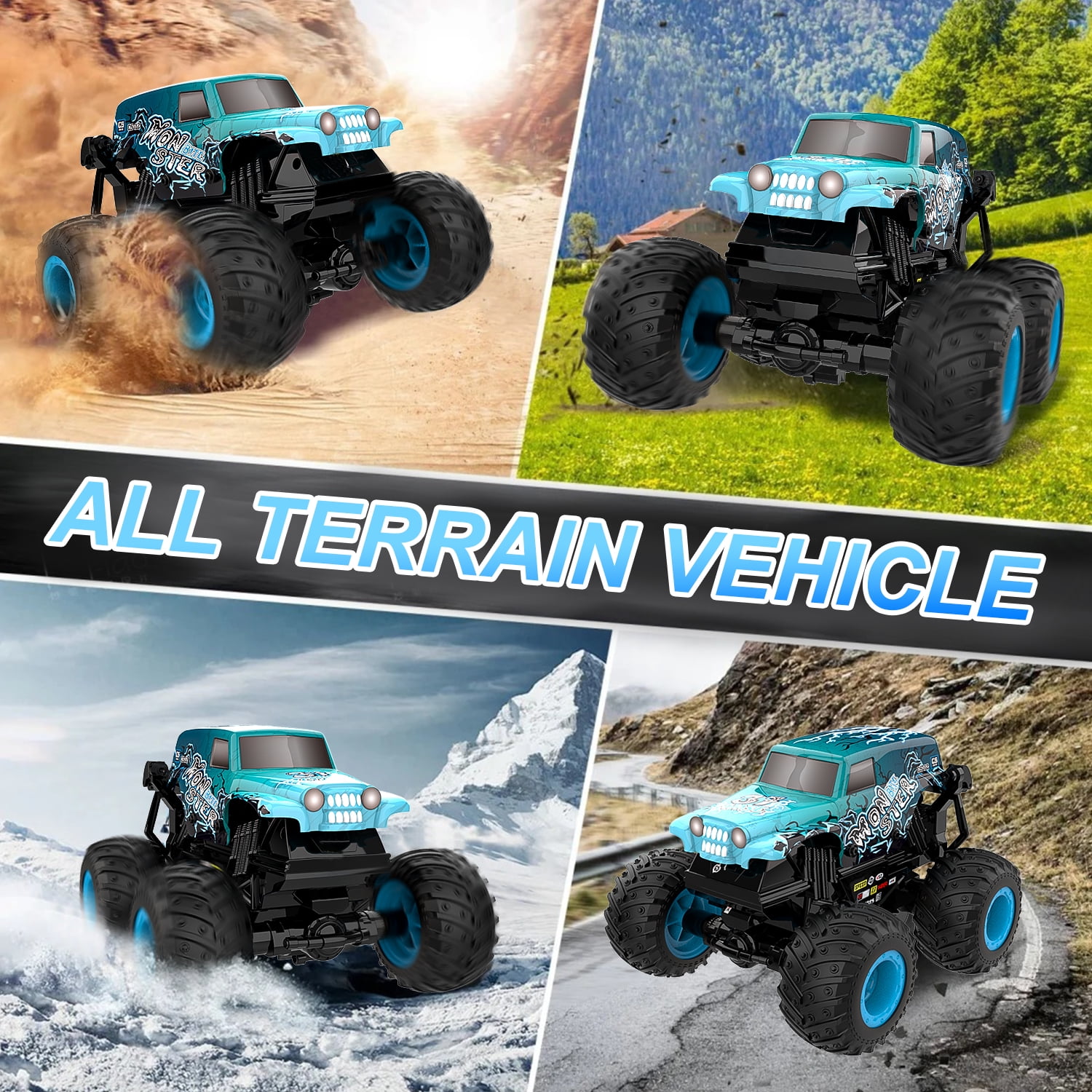 VKFVKF RC Monster Truck Toys, Remote Control Cars for Kids, Dinosaur RC Cars with Light & Music,Stunt, 360° Spin, Walk Upright