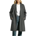thumbnail image 4 of cocolona Trench Coat for Women Open Front Long Sleeve Solid Color Long Jacket Notch Lapel Lined Fall Winter Wool Coat with Pockets, 4 of 7