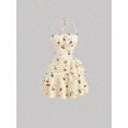 thumbnail image 5 of Yellow 2 Gingham Daisy Print Ruched Halter Dress With Tiered Ruffle Skirt, 5 of 29