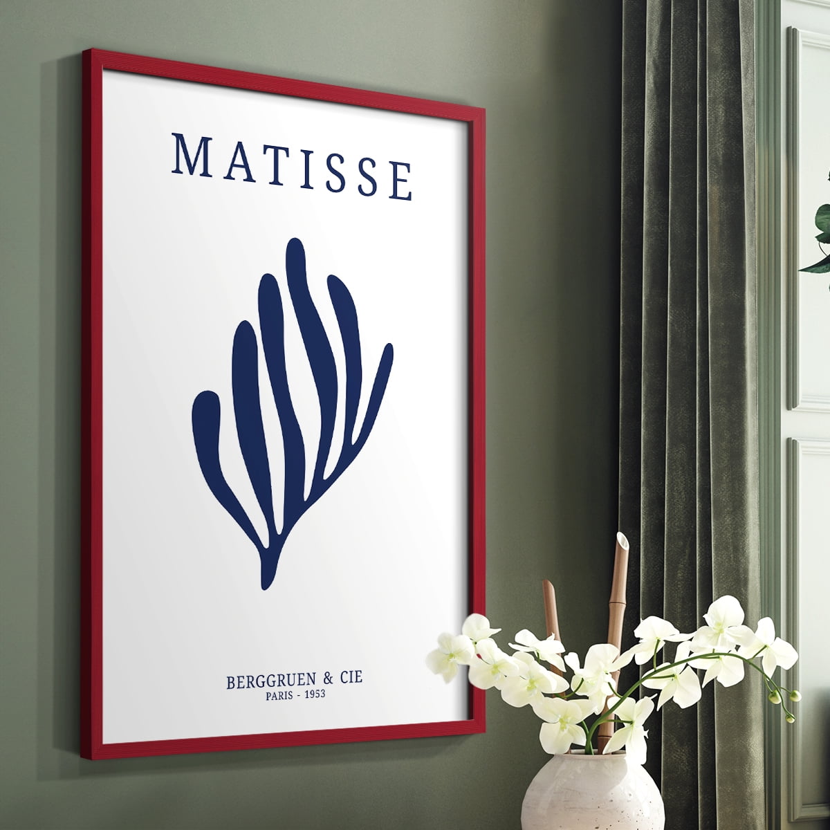 Matisse CDXIII in Red Solid Wood Framed Print No Nail Hanging
