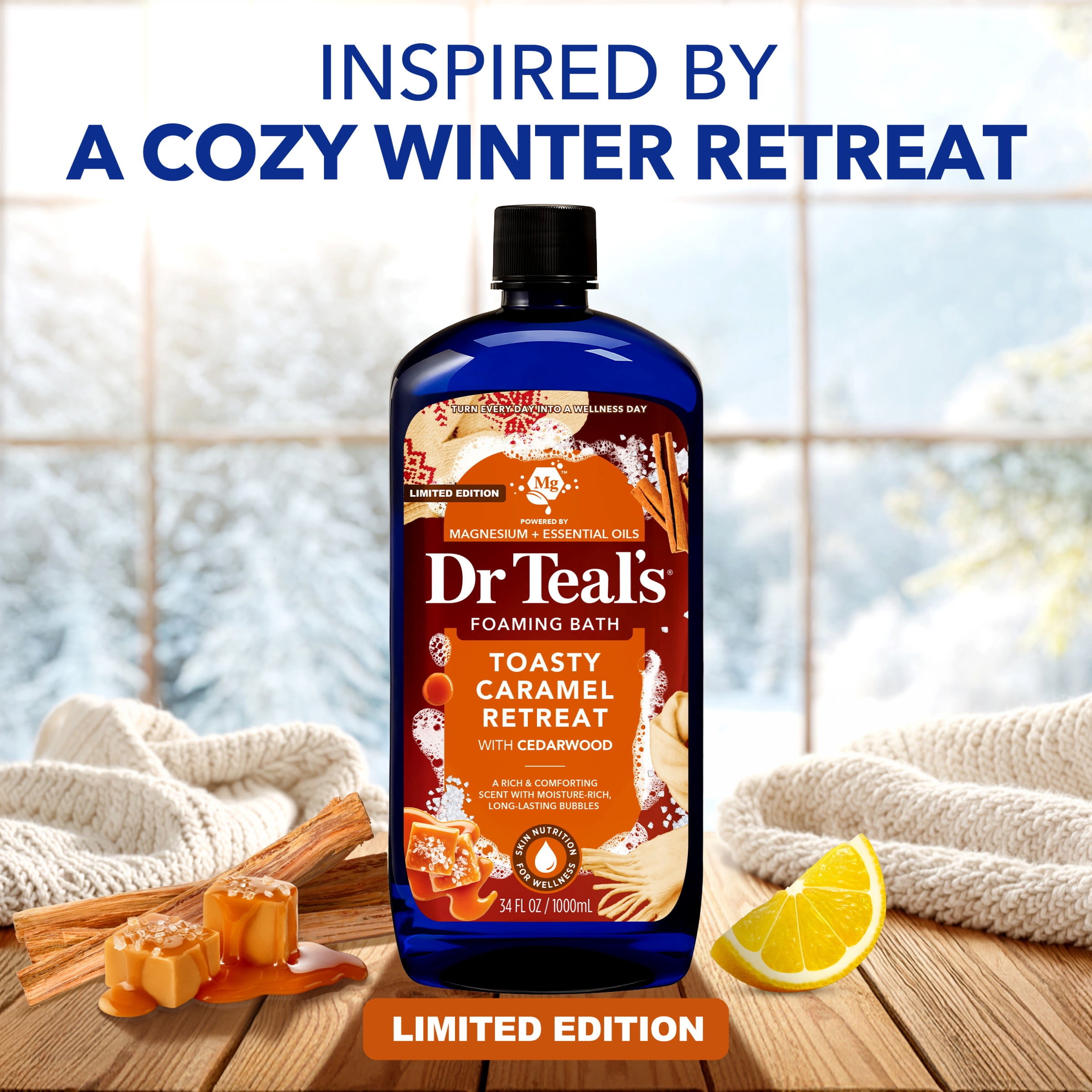 Dr Teal's Toasty Caramel Foaming Bubble Bath, Epsom Salt & Essential Oils, 34 fl oz