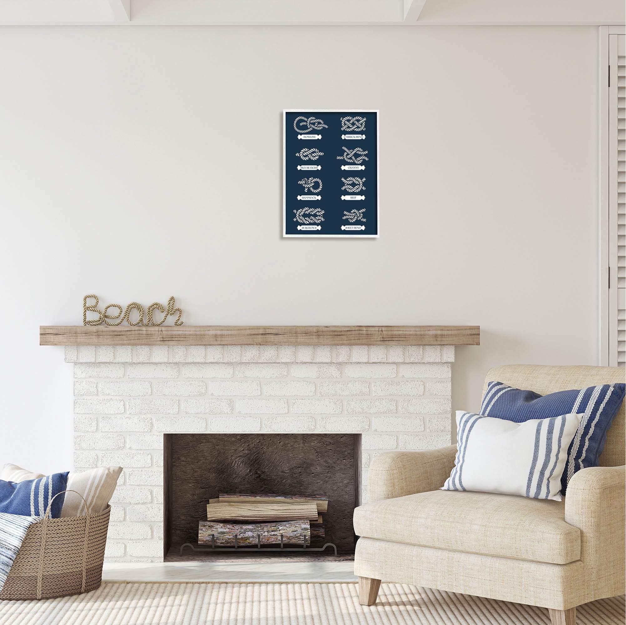 Stupell Industries Boating Knots Nautical Diagram Coastal Painting White Framed Art Print Wall Art