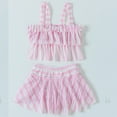 thumbnail image 4 of Mercatoo Girls Swimsuit 2Pcs Set Flounced Camisoles Tankini Swimwear and Short Skirt Outfit Kids Girls Beach Bathing Suits, 4 of 8