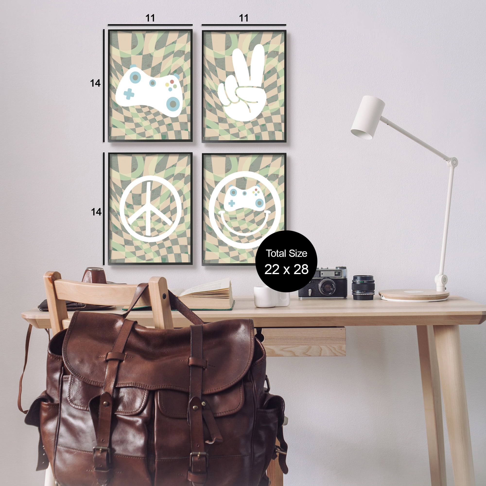 Stupell Industries Retro Video Gaming Symbols Beauty & Fashion Painting Black Framed Art Print Wall Art, 11 x 14, Set of 4